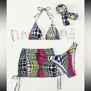 Polka Dot Bikini Set - 4 Piece Swimsuit size L (8/10)